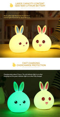 Cute Rabbit LED Silicone Night Light for Kids