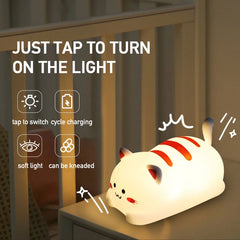 Cat Shaped Silicone Night Light for Kids