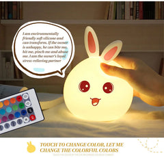 Cute Rabbit LED Silicone Night Light for Kids