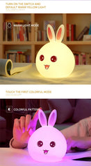 Cute Rabbit LED Silicone Night Light for Kids