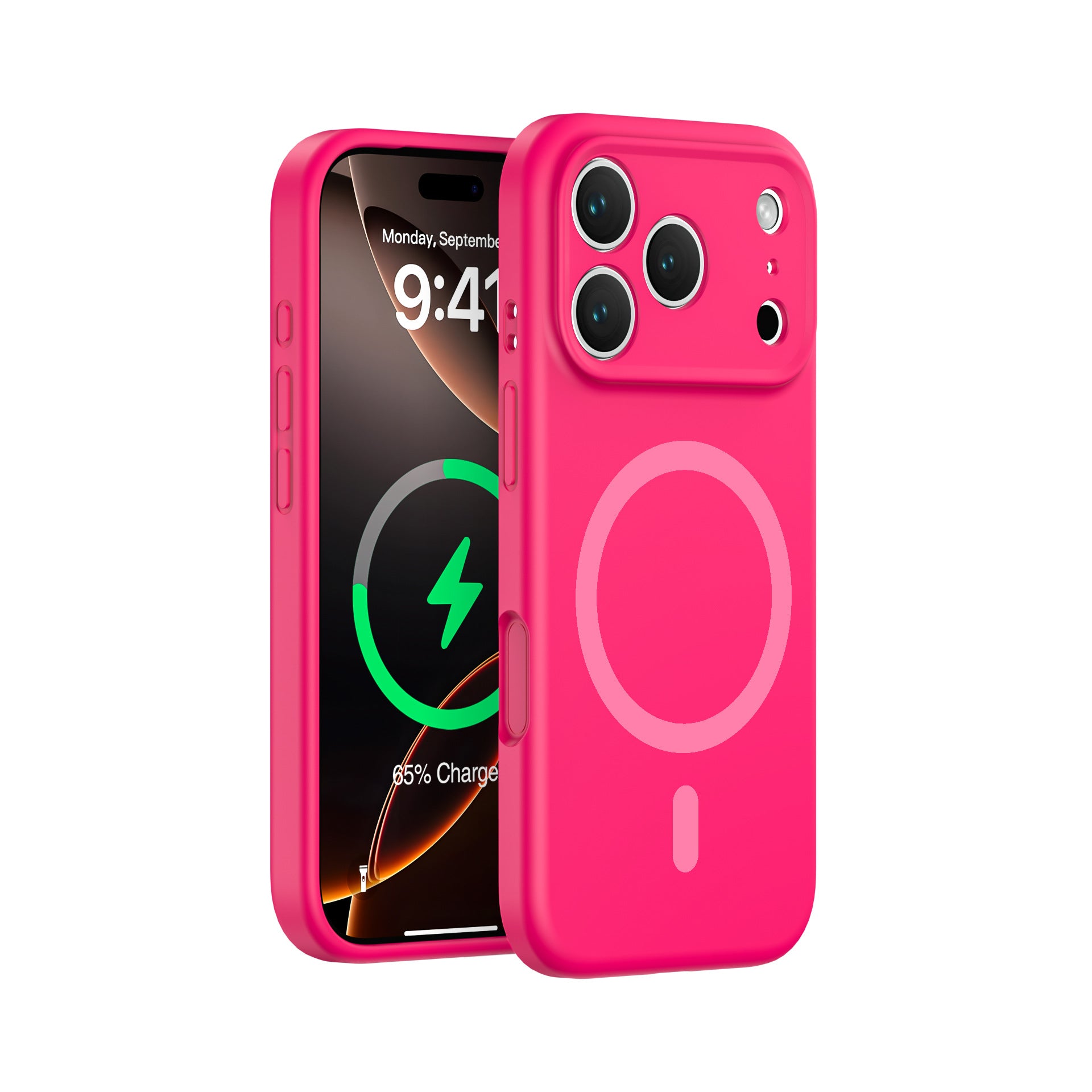 Bright Pink Magnetic Liquid Silicone Case for iPhone 17 Series