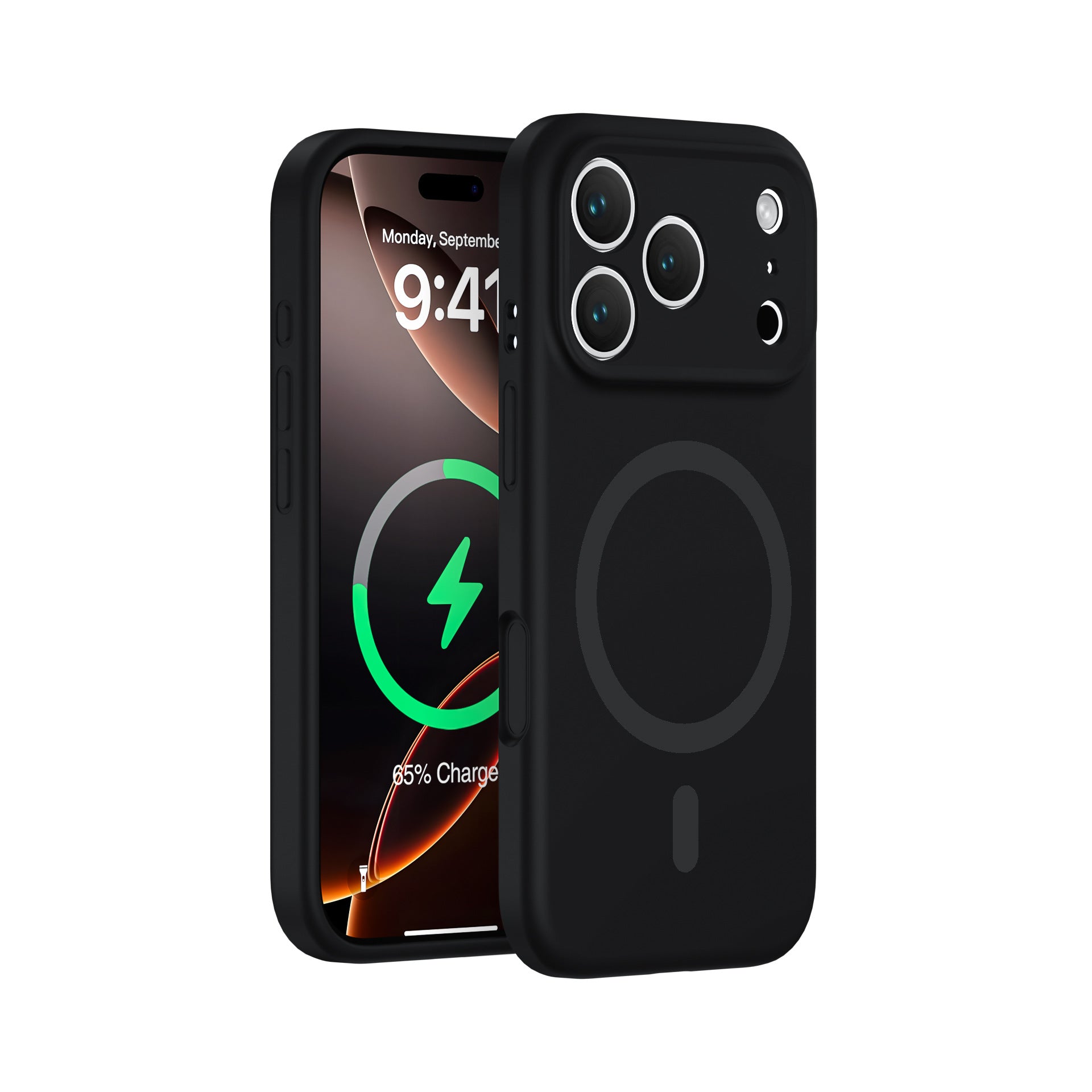 Black Magnetic Liquid Silicone Case for iPhone 17 Series