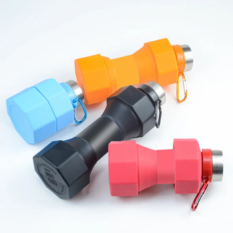 Dumbbell folding Customizable Silicone Water Bottle