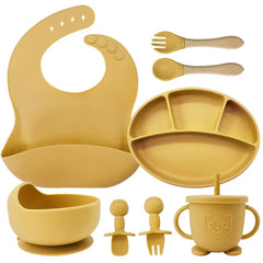 Gold 8-piece Infant Silicone Feeding Set | Baby Utensils