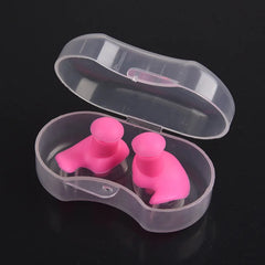 Without nose clip White Pink Silicone Ear Plugs And Nose Clip Set