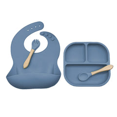 7-piece silicone bibs and feeding set