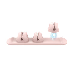 Pink Magnetic Silicone Cable Organizer for Desktop Charging