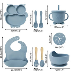 9-piece silicone bibs and self-feeding set