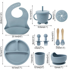 10-piece silicone bibs and feeding set for infants