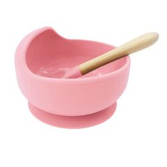 Light pink 2-piece silicone baby feeding set