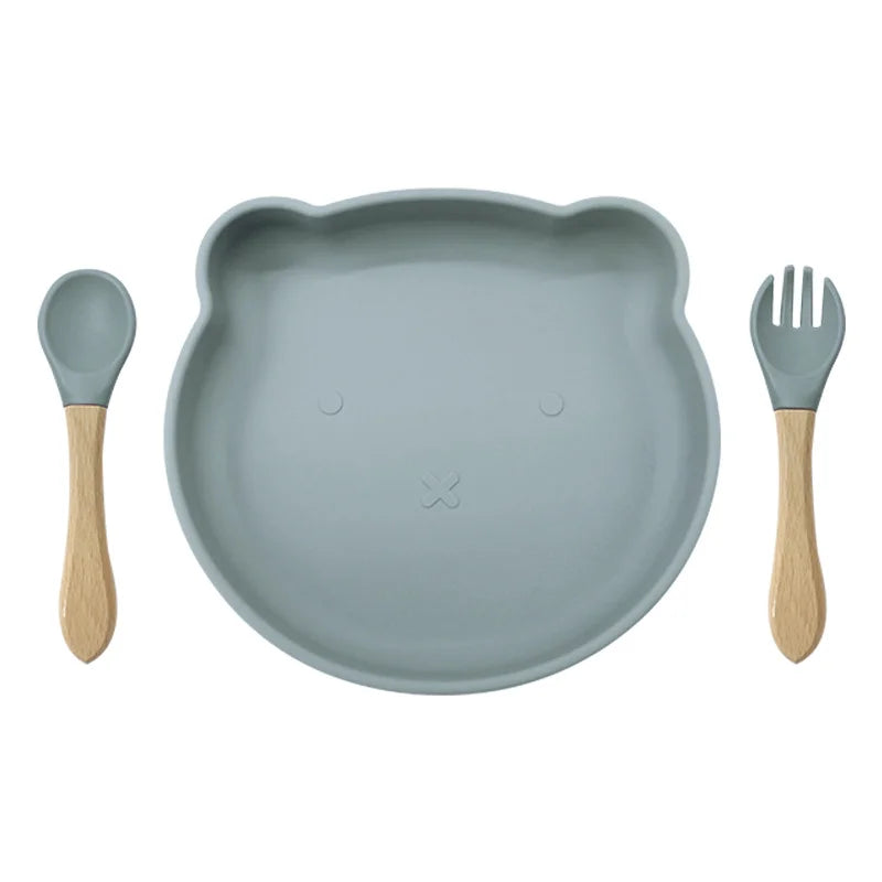 Light Blue 3-piece silicone dinner set | Baby Plates