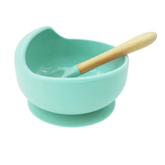 cyan 2-piece silicone baby feeding set