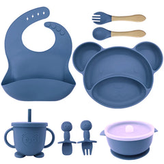 8-piece Mickey silicone bib and feeding set