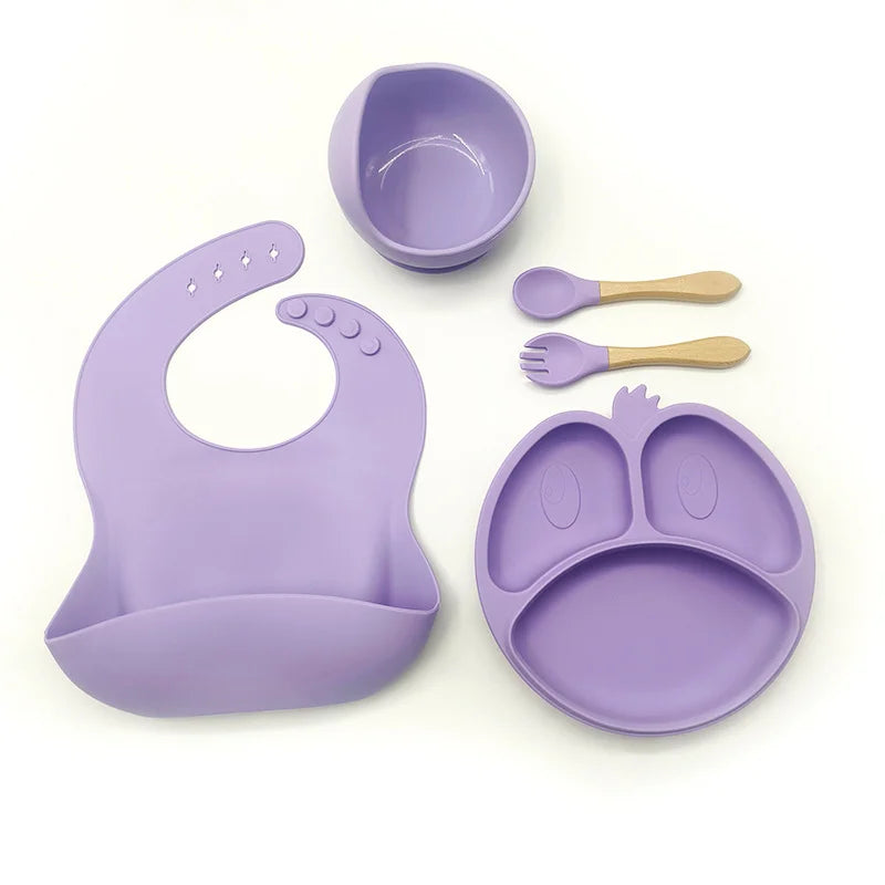 9-piece silicone bibs and baby feeding set