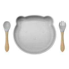 Silver 3-piece silicone dinner set | Baby Plates