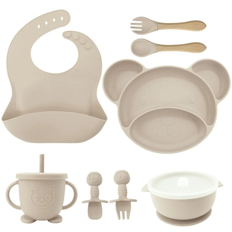 8-piece Mickey silicone bib and feeding set