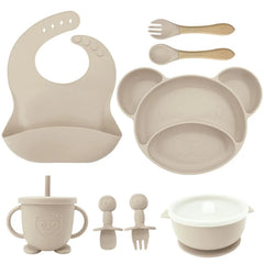 8-piece Mickey silicone bib and feeding set