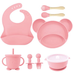 8-piece Mickey silicone bib and feeding set