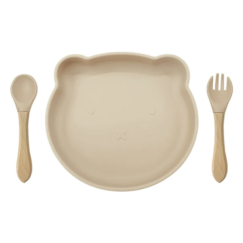 Beige 3-piece silicone dinner set | Baby Plates