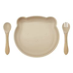 Beige 3-piece silicone dinner set