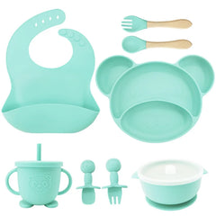 8-piece Mickey silicone bib and feeding set