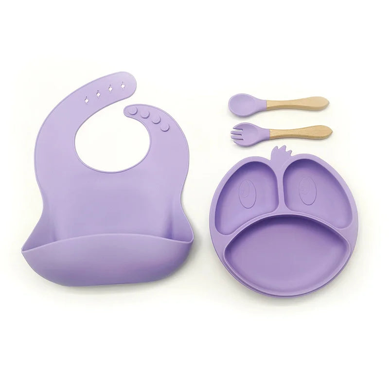 9-piece silicone bibs and baby feeding set