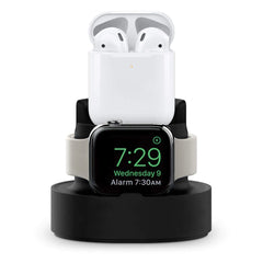 Black 3 in 1 Silicone Apple Watch Phone Pods Charger