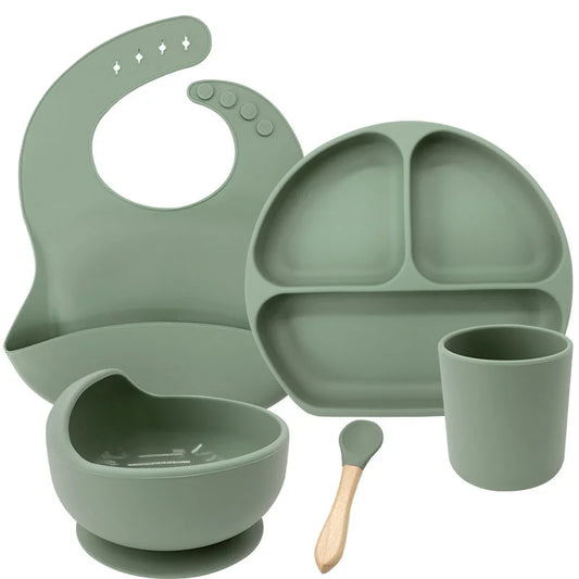 Matcha Green 5-piece Silicone Baby Feeding Set | Best Feeding Set