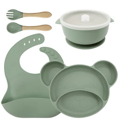 8-piece Mickey silicone bib and feeding set