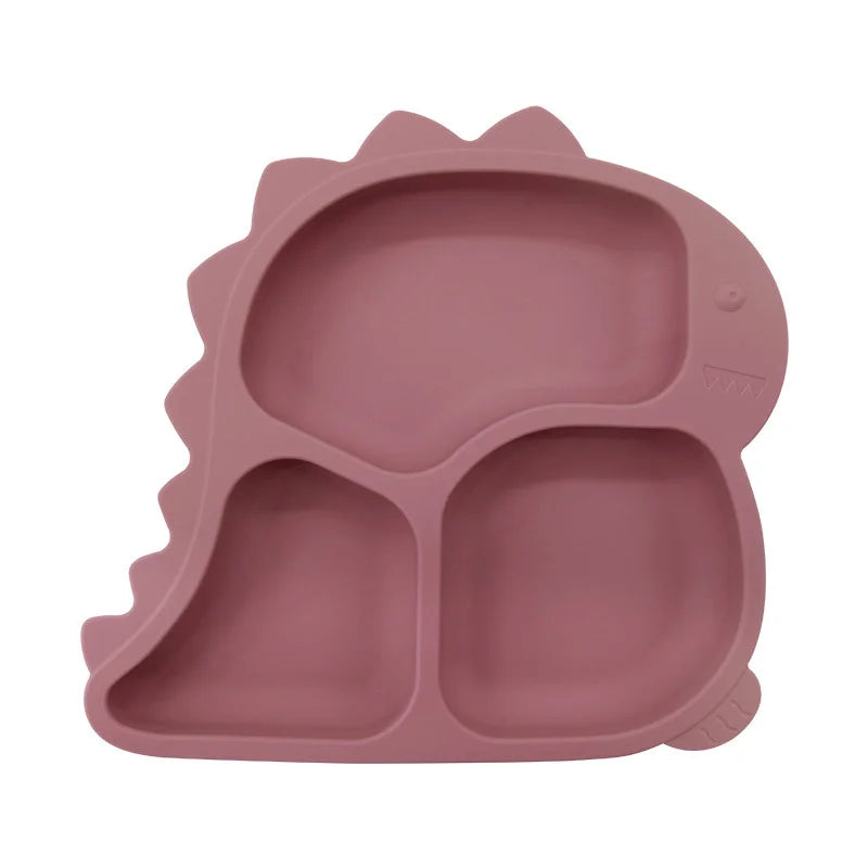 1 piece light brown Dino Silicone Feeding Set