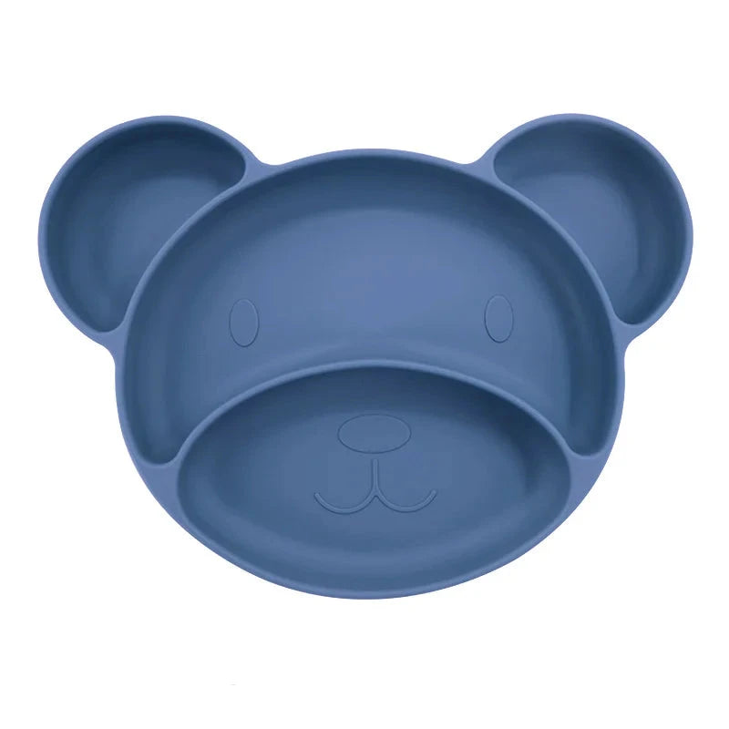 Blue Teddy shaped silicone suction plate