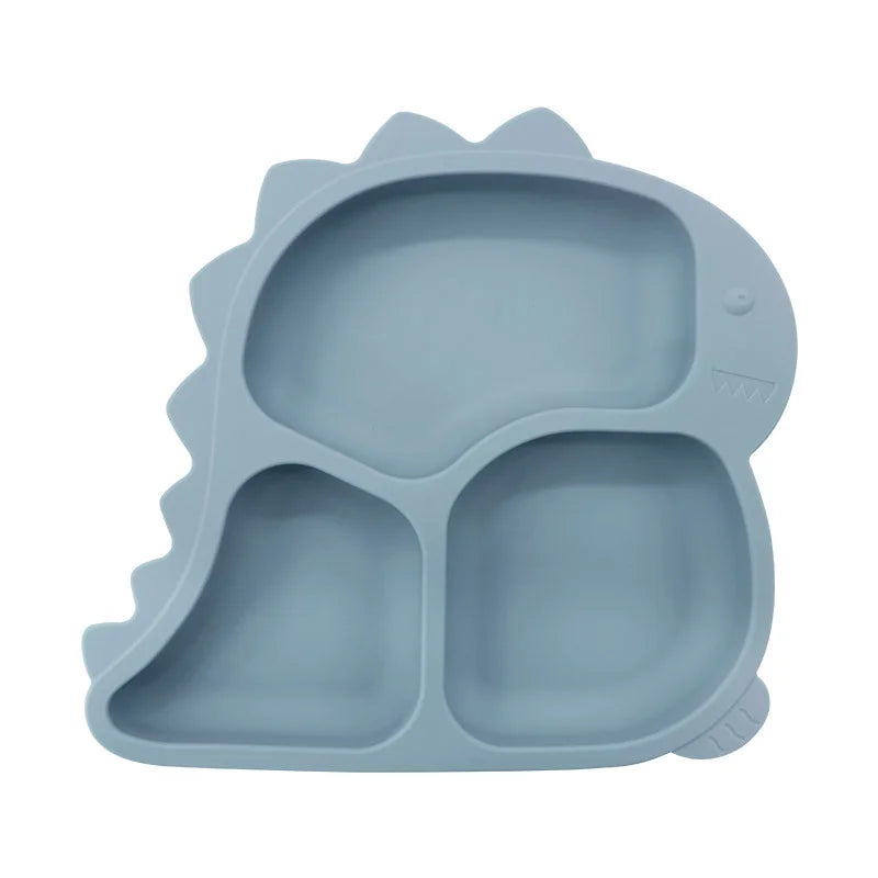 1 piece Light Blue Dino Silicone Feeding Set