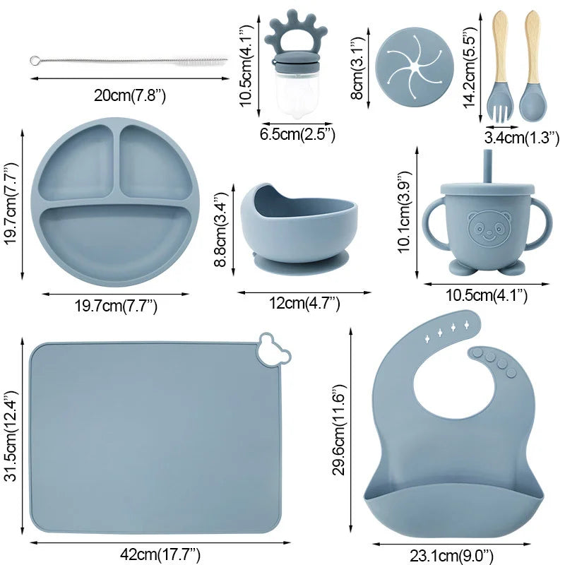 10-Piece Silicone Bib and Infant Feeding Set