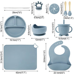 10-Piece Silicone Bib and Infant Feeding Set