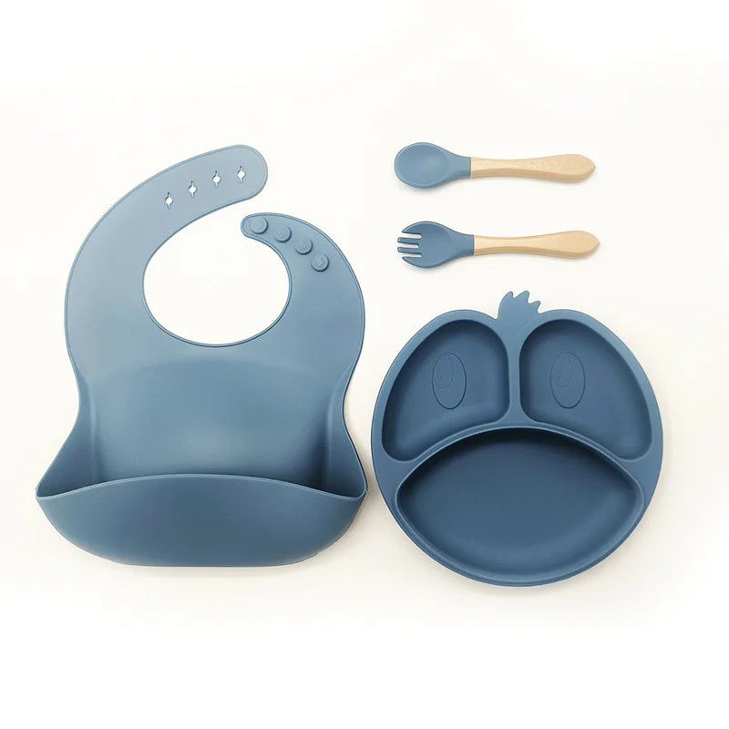 9-piece silicone bibs and baby feeding set