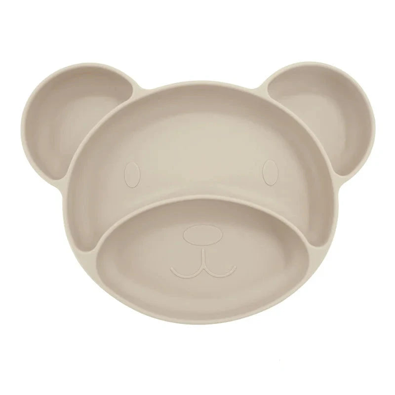 Beige Teddy shaped silicone suction plate