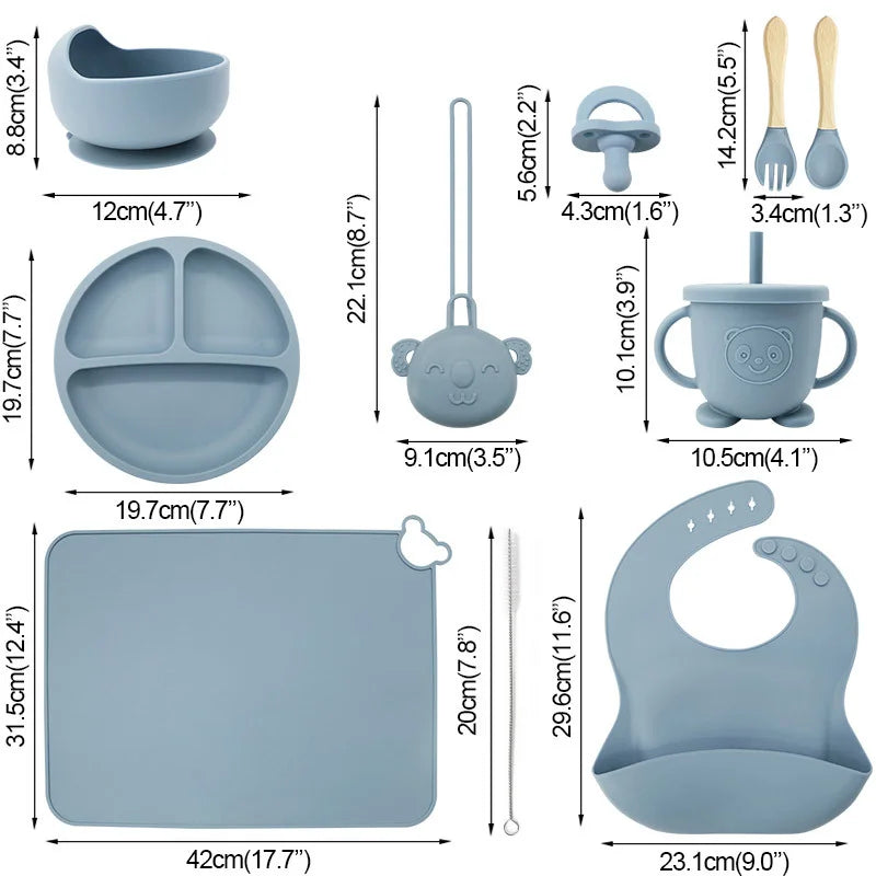 10-Piece Silicone Bib and Infant Feeding Set