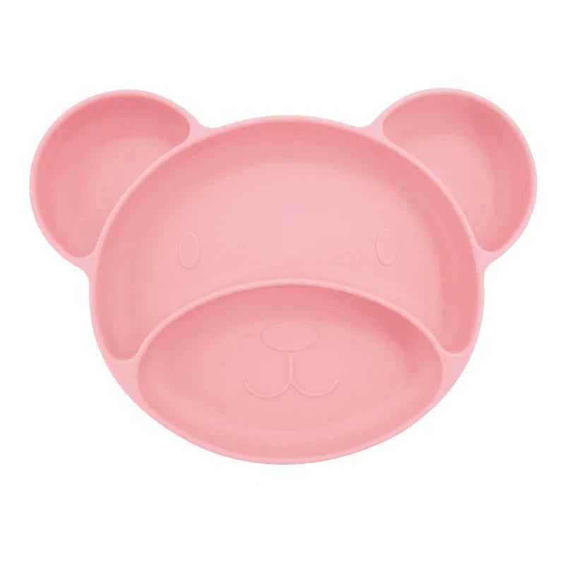 Light pink Teddy shaped silicone suction plate