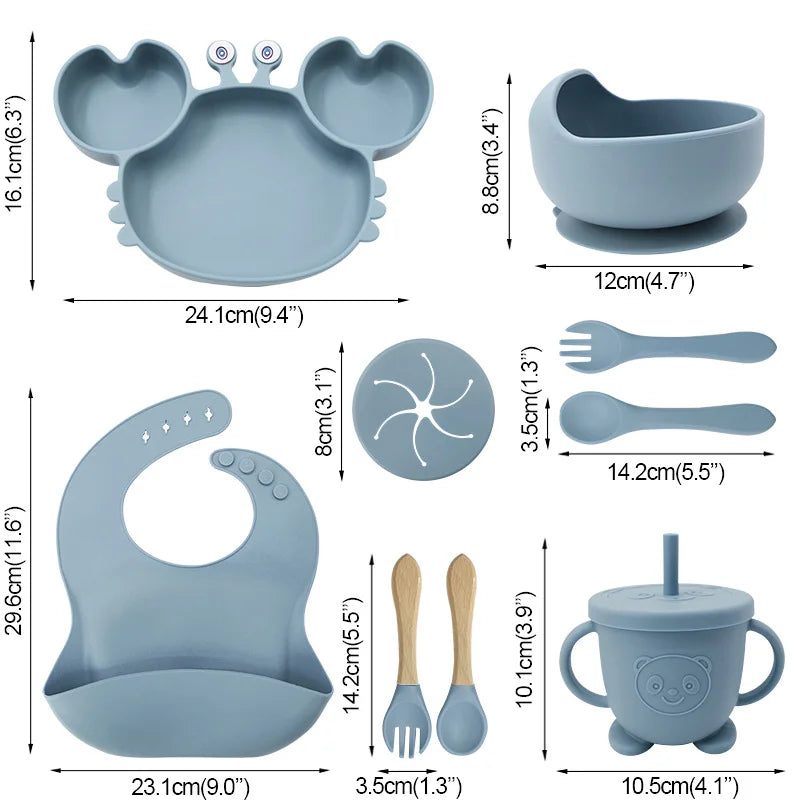 Crab-Shaped silicone bibs and Children's Feeding set