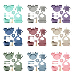 Crab-Shaped silicone bibs and Children's Feeding set