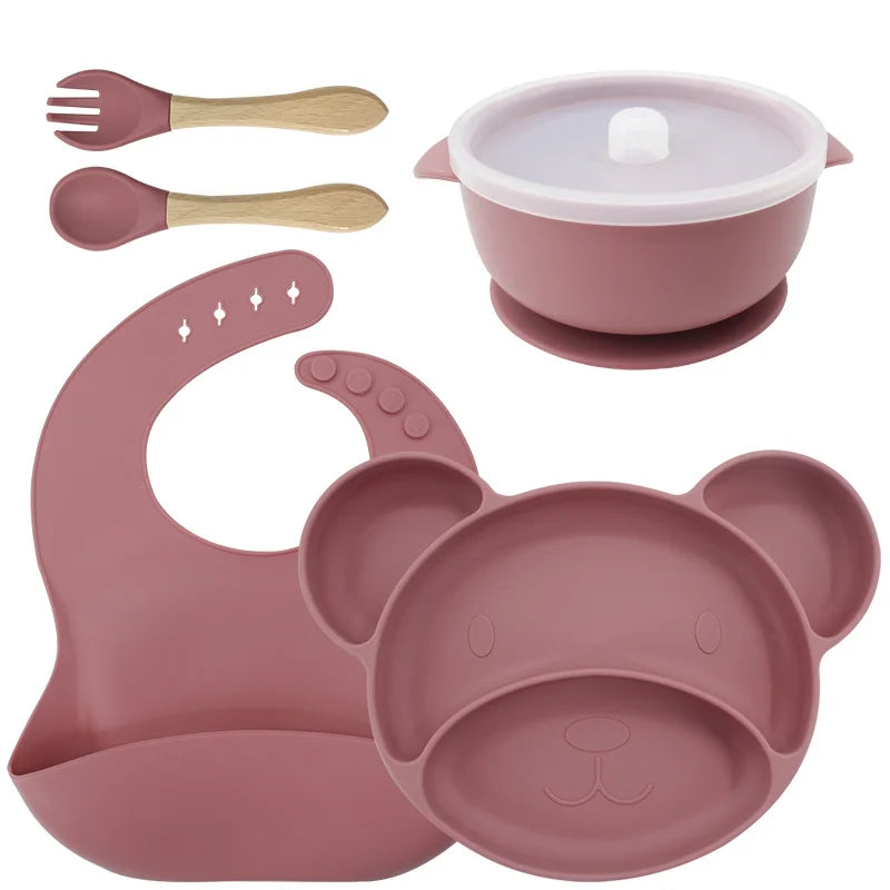 8-piece Mickey silicone bib and feeding set