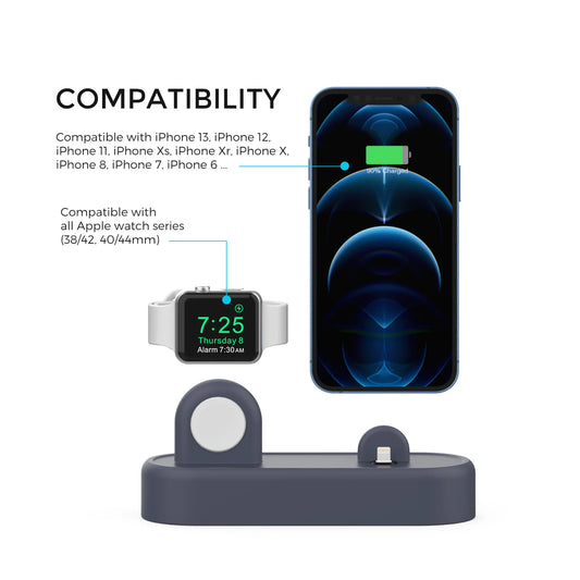 Silicone 2 in 1 Charging Dock for iWatch and iPhone