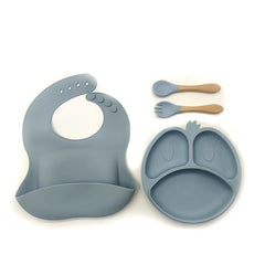 9-piece silicone bibs and baby feeding set