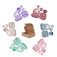 7-piece silicone bibs and feeding set