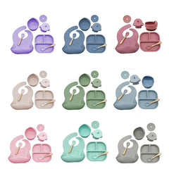 7-piece silicone bibs and feeding set