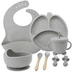 9-piece silicone bibs and baby feeding set