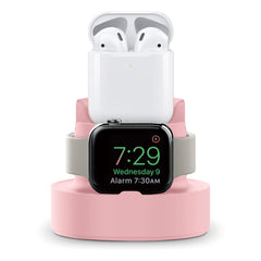 Pink 3 in 1 Silicone Apple Watch Phone Pods Charger