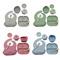 7-piece silicone bibs and feeding set