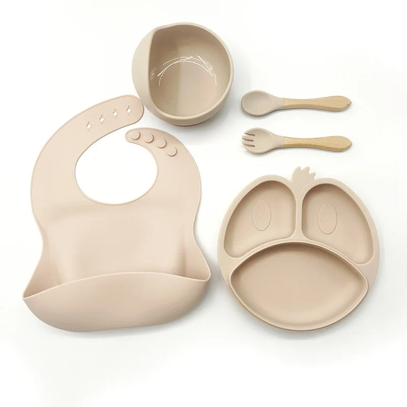 9-piece silicone bibs and baby feeding set