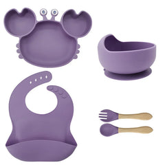 Crab-Shaped silicone bibs and Children's Feeding set